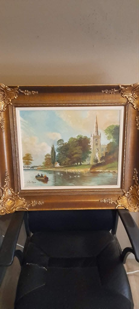 schilderij Jos Mertens, Antiek en Kunst, Kunst | Schilderijen | Klassiek, Ophalen, Handgeschilderd, Stads- / dorpsgezicht