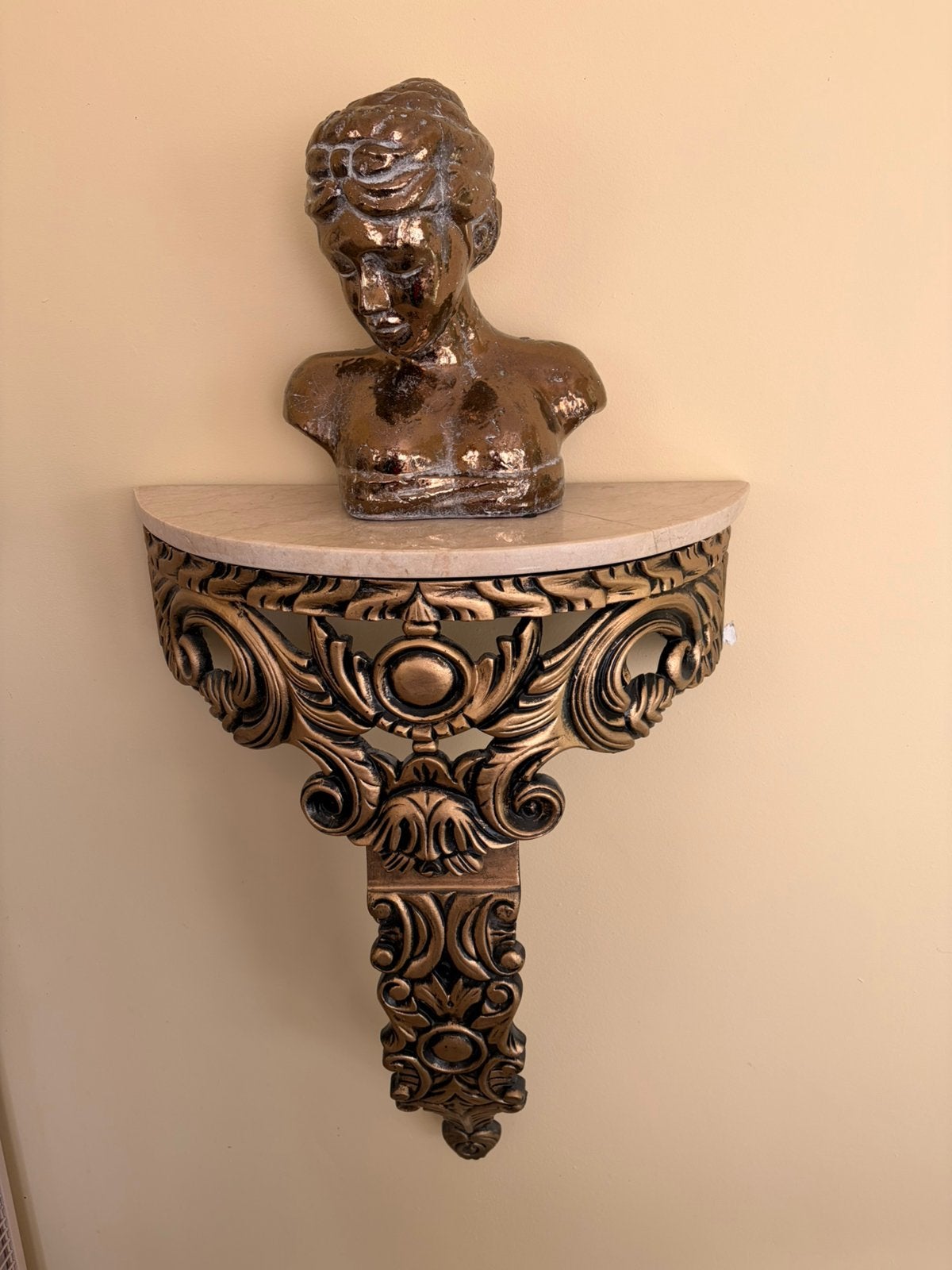 Console murale baroque avec tablette en marbre, Maison & Meubles, Enlèvement, Comme neuf