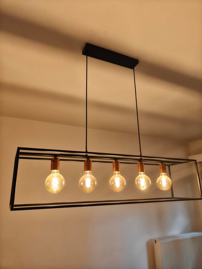 Suspension Lucide Ruben noir doré 5xE27, Maison & Meubles, Lampes | Suspensions, Enlèvement