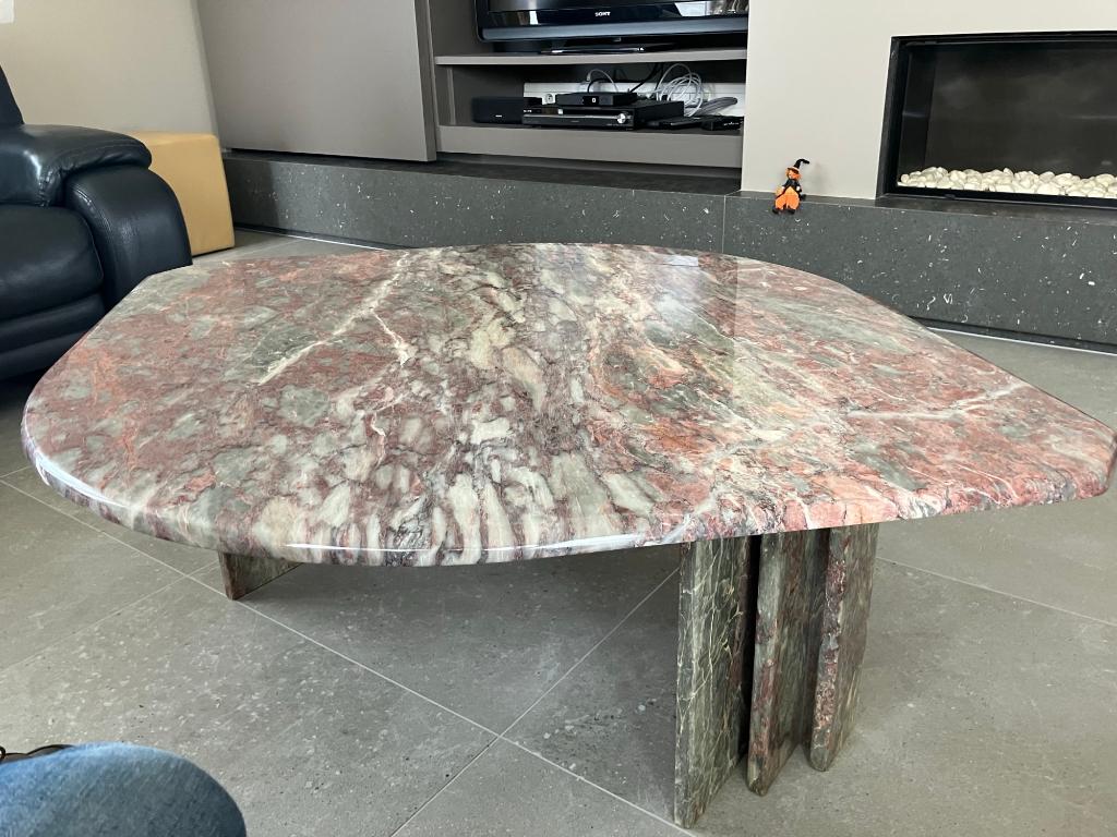 salontafel in natuursteen marmer, Ophalen, Overige materialen, Gebruikt, 100 tot 150 cm