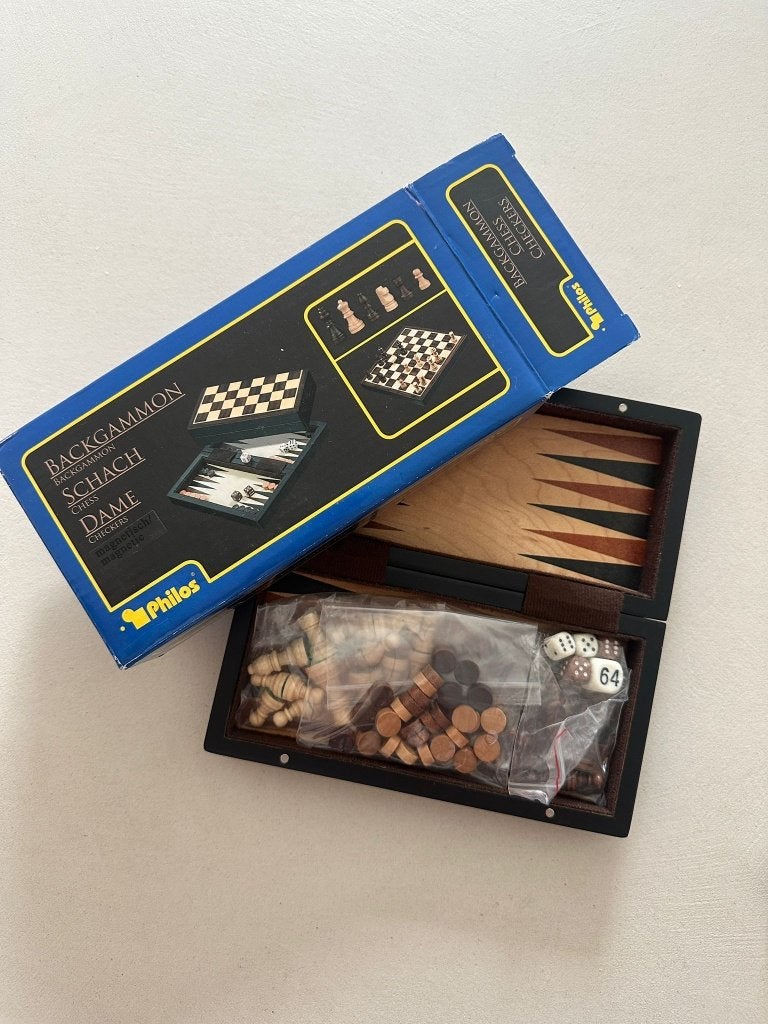 Travel edition - Schaak, dammen en backgammon, Een of twee spelers, Ophalen, Nieuw, Reisspel