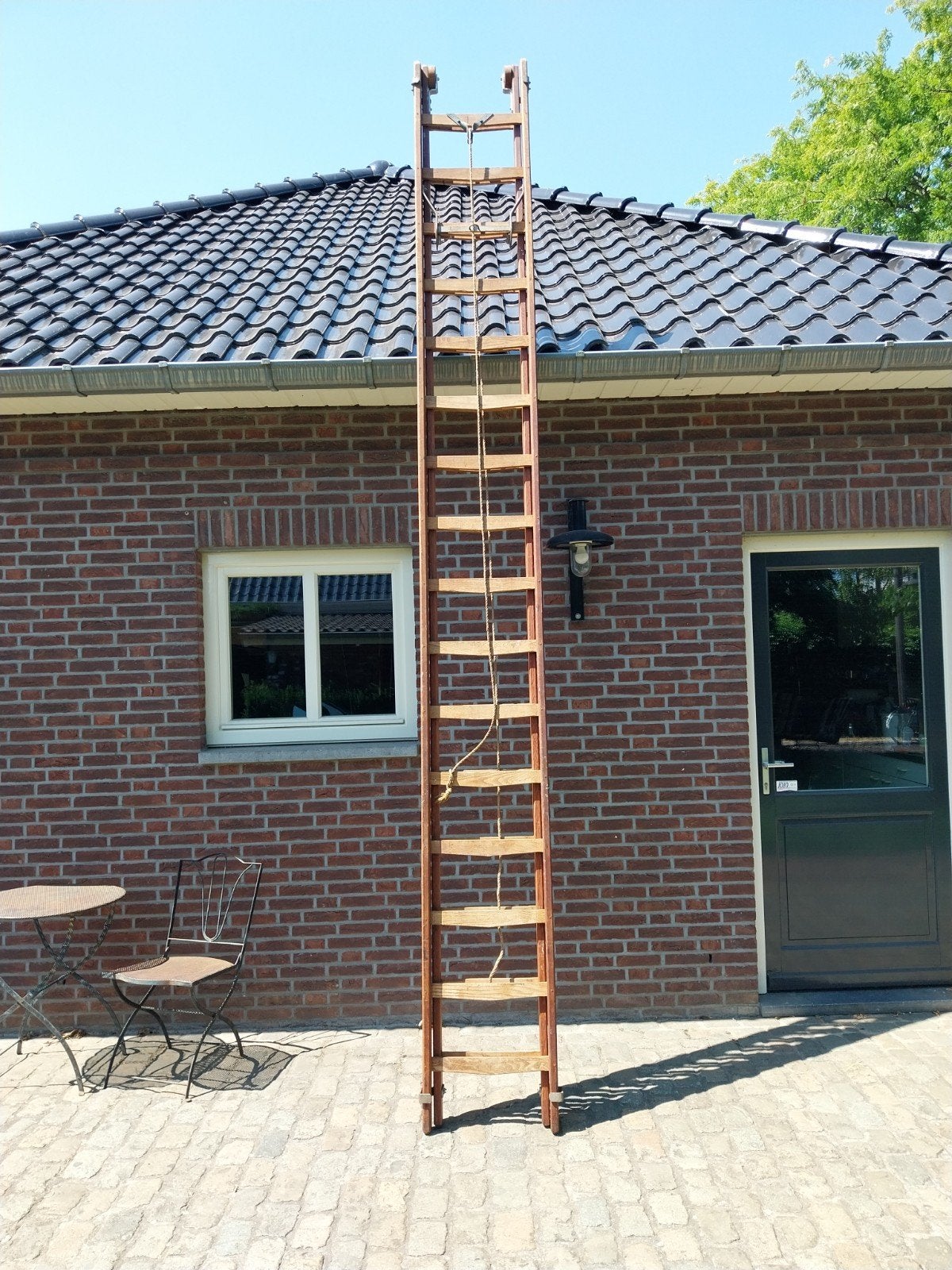 Houten ladder , 2x16 sporten, 2x 4,25 meter, Doe-het-zelf en Bouw, Ladders en Trappen, Ladder, Ophalen