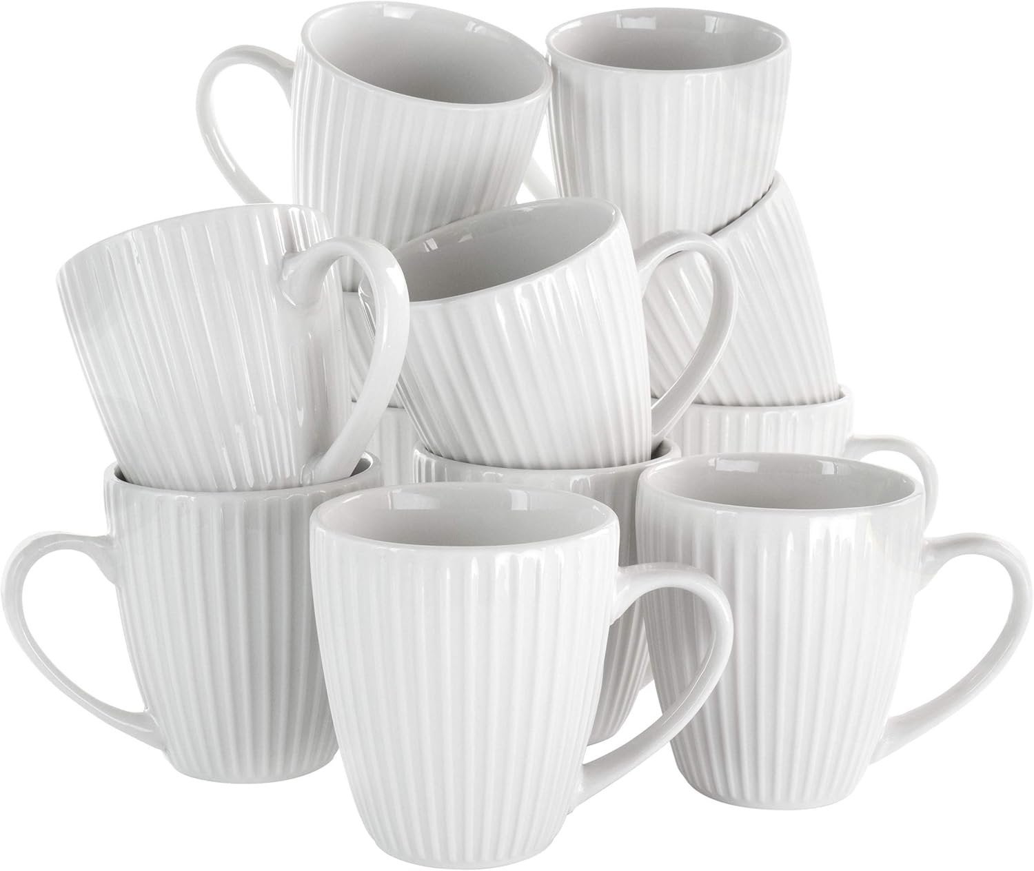 Elama Elle set van 12 ronde porseleinen kopjes in wit., Huis en Inrichting, Keuken | Servies, Zo goed als nieuw, Kop(pen) en/of Schotel(s)