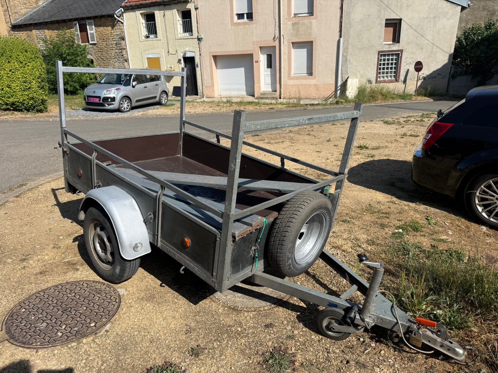 Remorque avec rehausse 125 cm sur 200 cm, Enlèvement, Utilisé