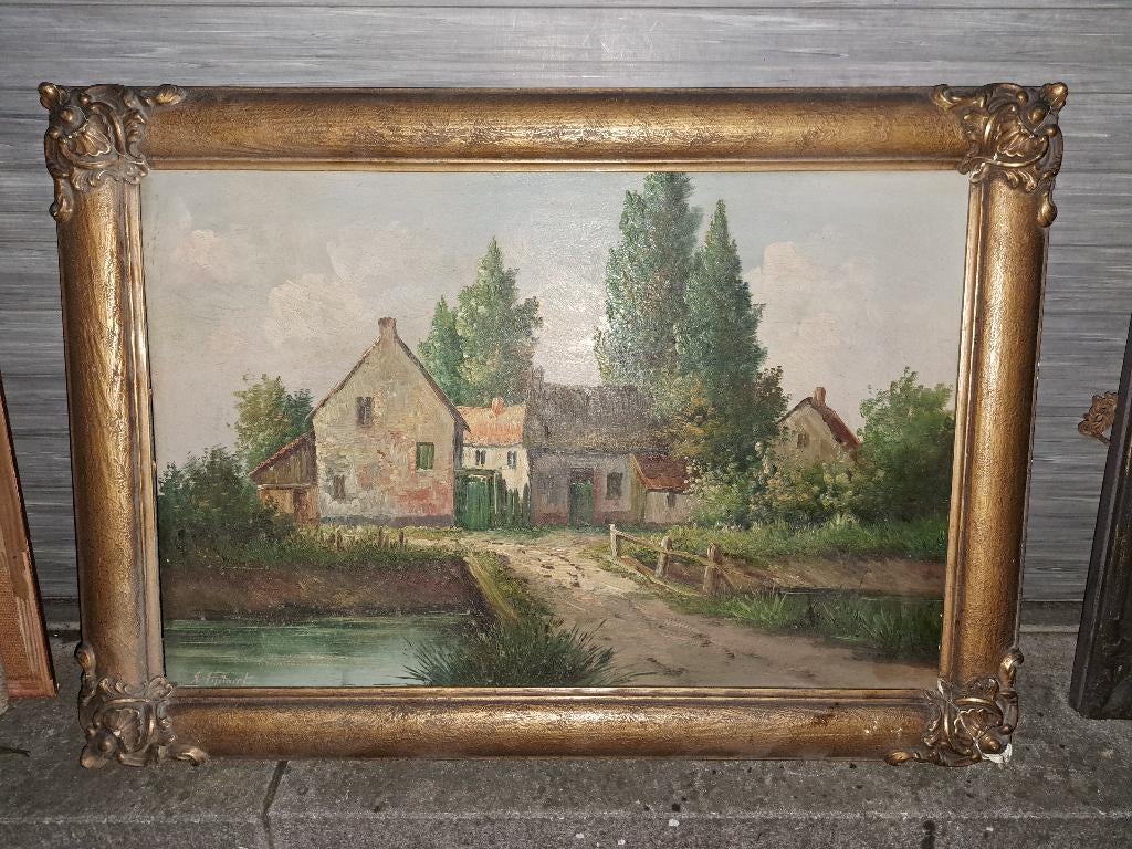 huile sur panneau signe Gustave pynaert, Ophalen of Verzenden