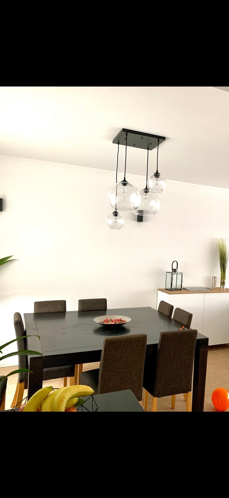 Table bois massif noire avec chaises, 100 à 150 cm, Cinq personnes ou plus, Contemporin, Carré