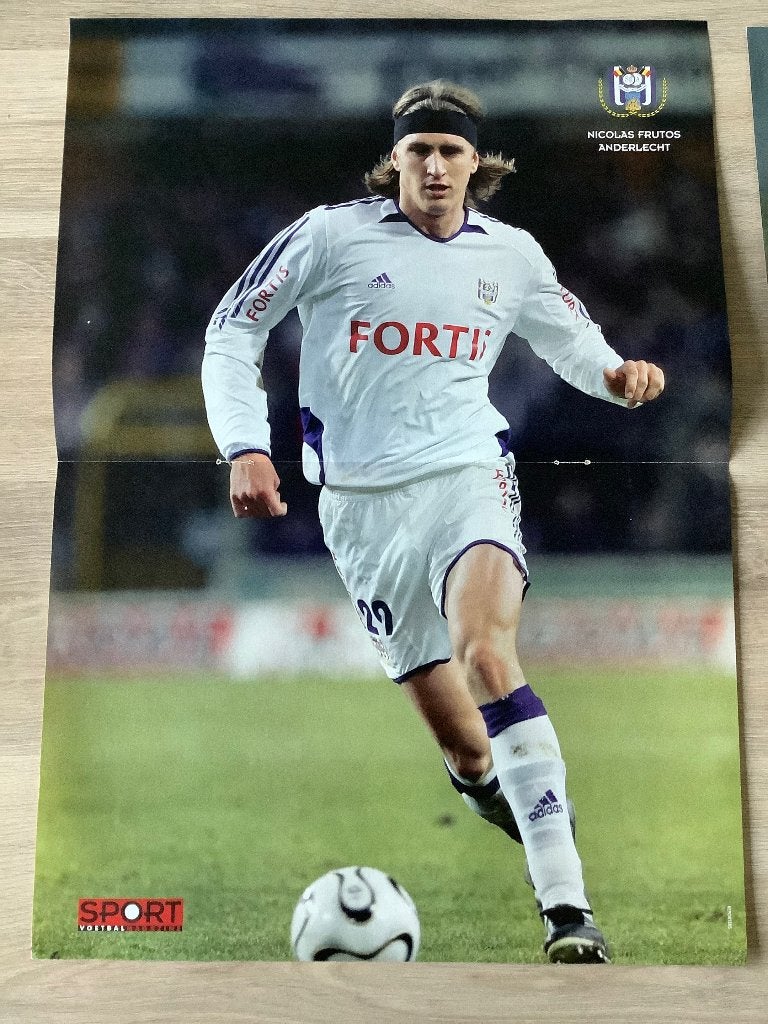Poster Nicolas Frutos bij RSC Anderlecht, Verzamelen, Ophalen of Verzenden, Zo goed als nieuw, Poster, Plaatje of Sticker