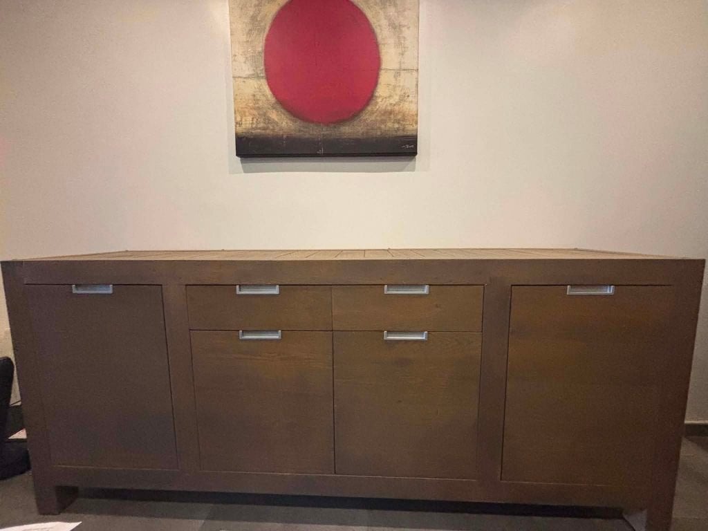 Buffet + armoire vitrine en bois massif, Enlèvement, Utilisé, Avec tiroir(s)