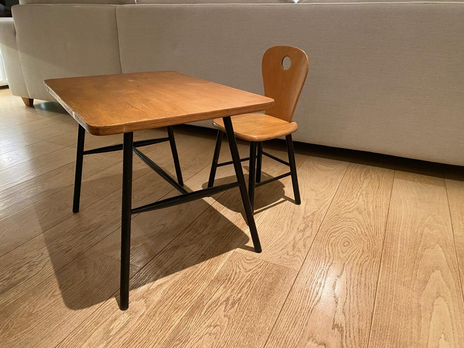 Ensemble Bureau et Chaise Enfant Vintage – Style École ´ 60, Enlèvement, Comme neuf, Noir