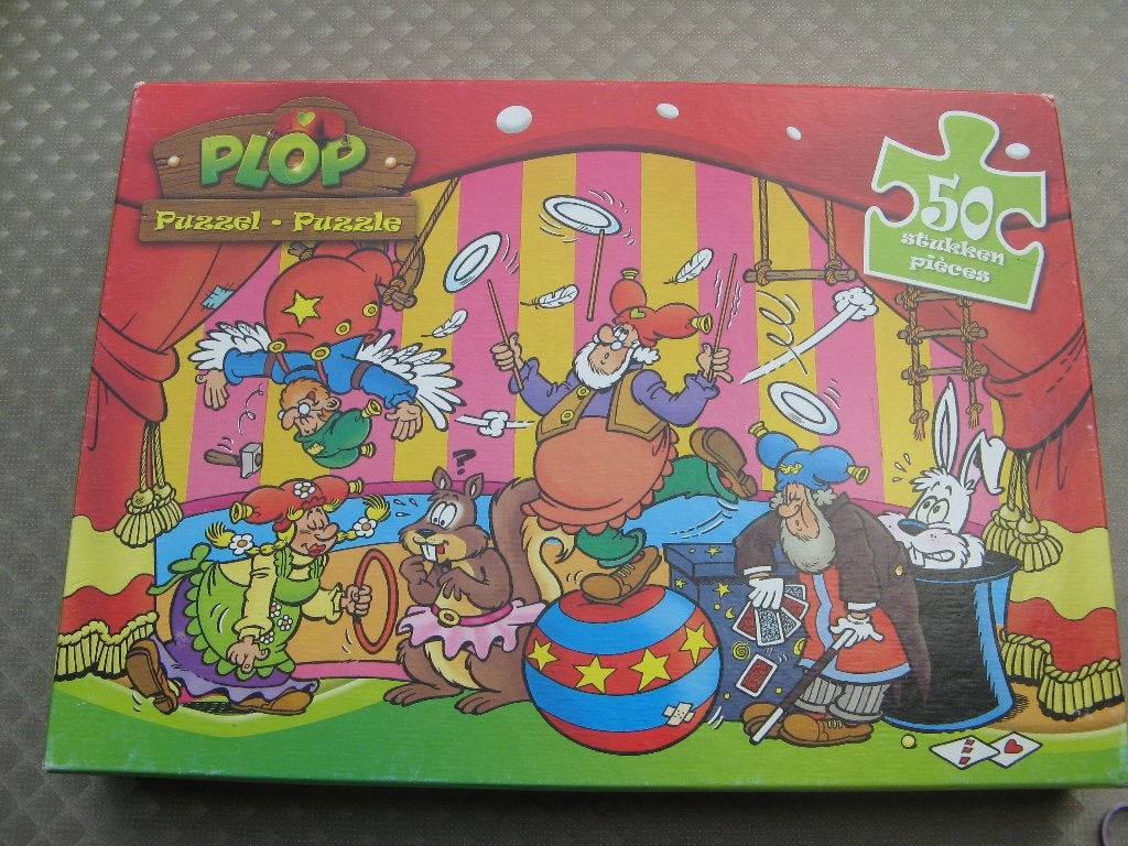Puzzel van kabouter Plop met 50 stukjes, Ophalen of Verzenden, 10 tot 50 stukjes, Gebruikt