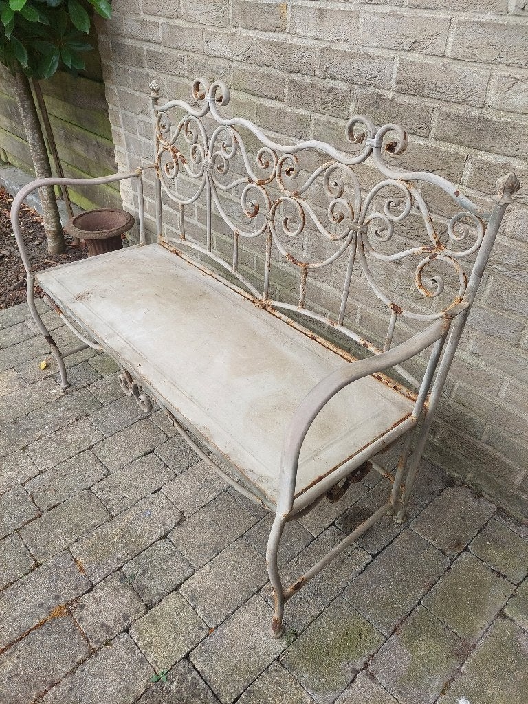 stijlvolle, romantische tuinbank + gratis zinken teil, Tuin en Terras, Ophalen, Gebruikt