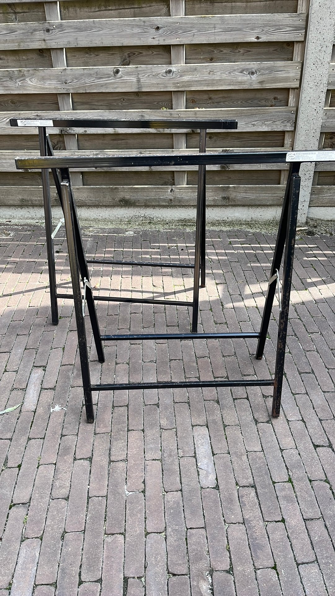 2 schragen, Doe-het-zelf en Bouw, Werkbanken, Ophalen, Gebruikt, 70 tot 120 cm, Inklapbaar