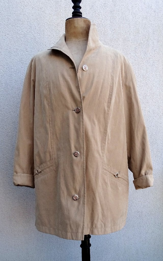 Imperméable beige - peau de pêche - T42, Enlèvement ou Envoi, Comme neuf, Taille 42/44 (L), Beige