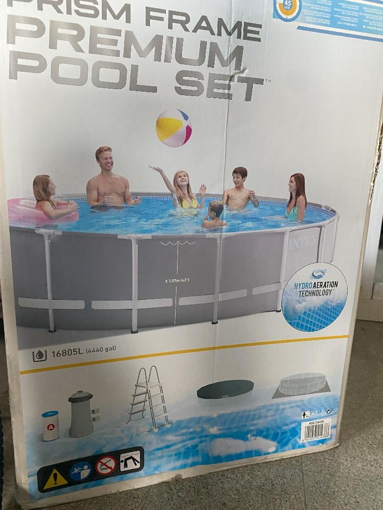 Te Koop Zwembad, Gebruikt, Rond, 300 cm of meer, Ophalen