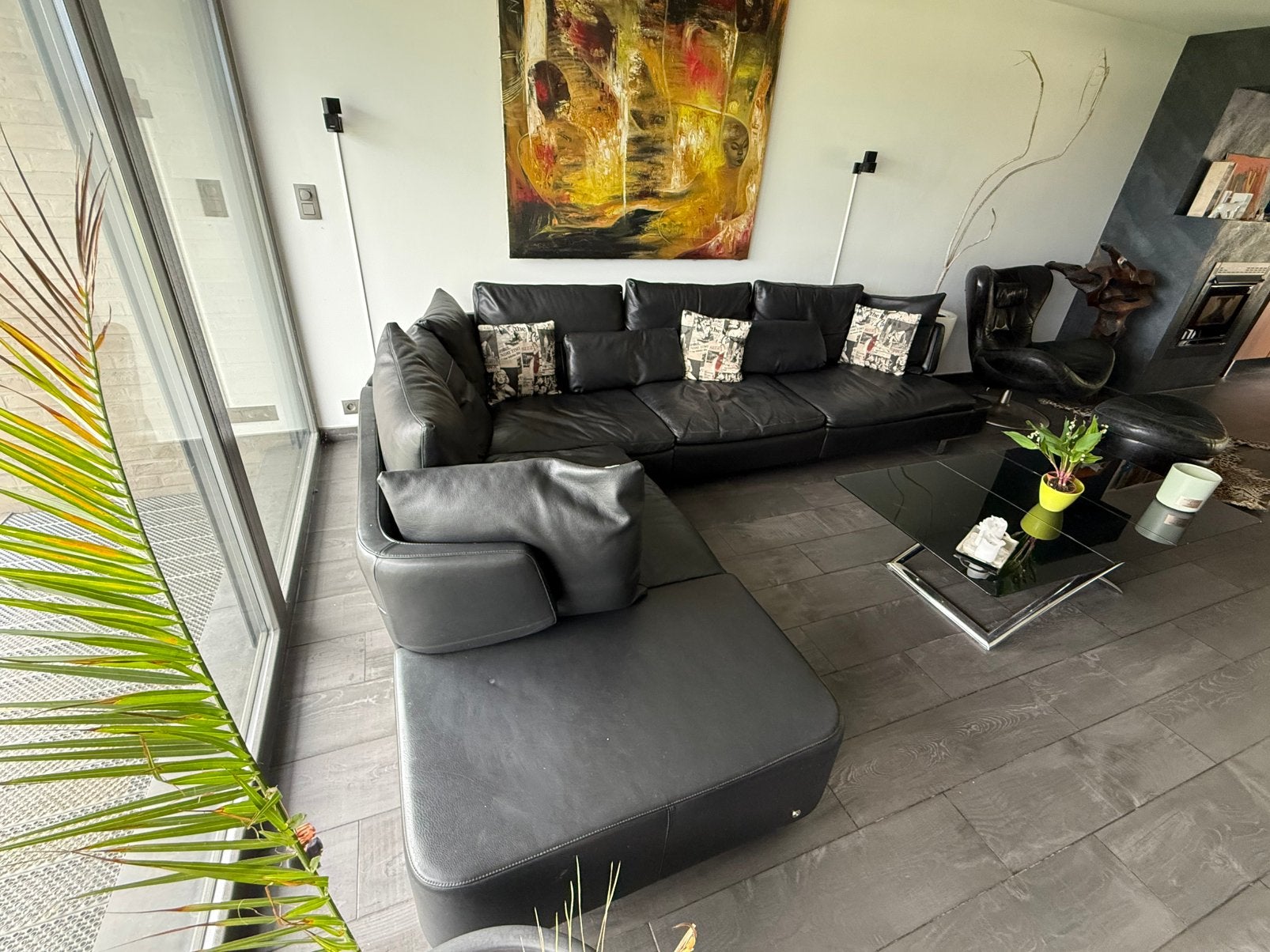 Natuzzi-bank, Huis en Inrichting, Ophalen, Zo goed als nieuw, Leer