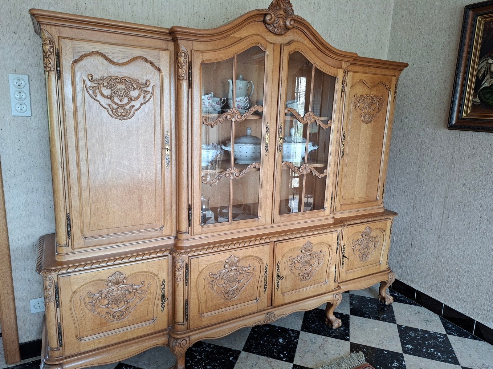 eiken vitrinekast., Huis en Inrichting, Ophalen, Met deur(en), Eikenhout, Rustiek
