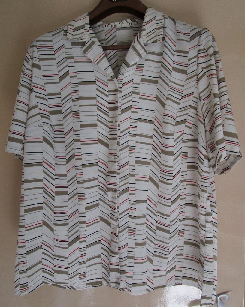 Damesblouse chemisier (korte mouwen) maat 46/48 - OPRUIM, Kleding | Dames, ANDERE, Meerkleurig, Maat 46/48 (XL) of groter, Ophalen of Verzenden