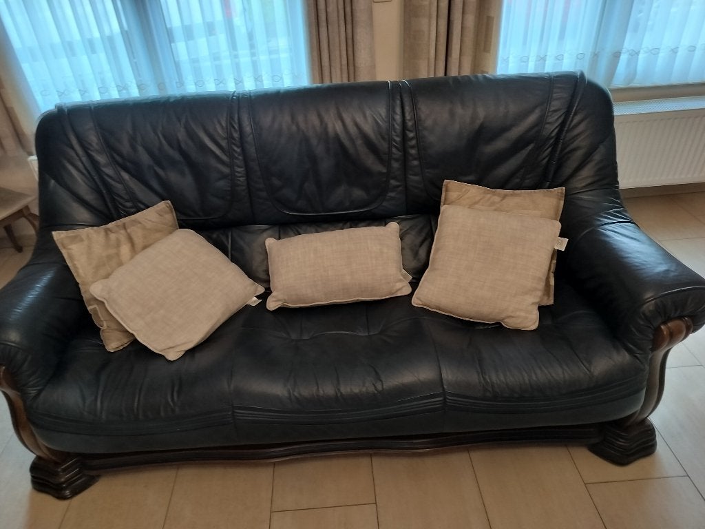 driedelige eikenhouten lederen salonserie, Ophalen