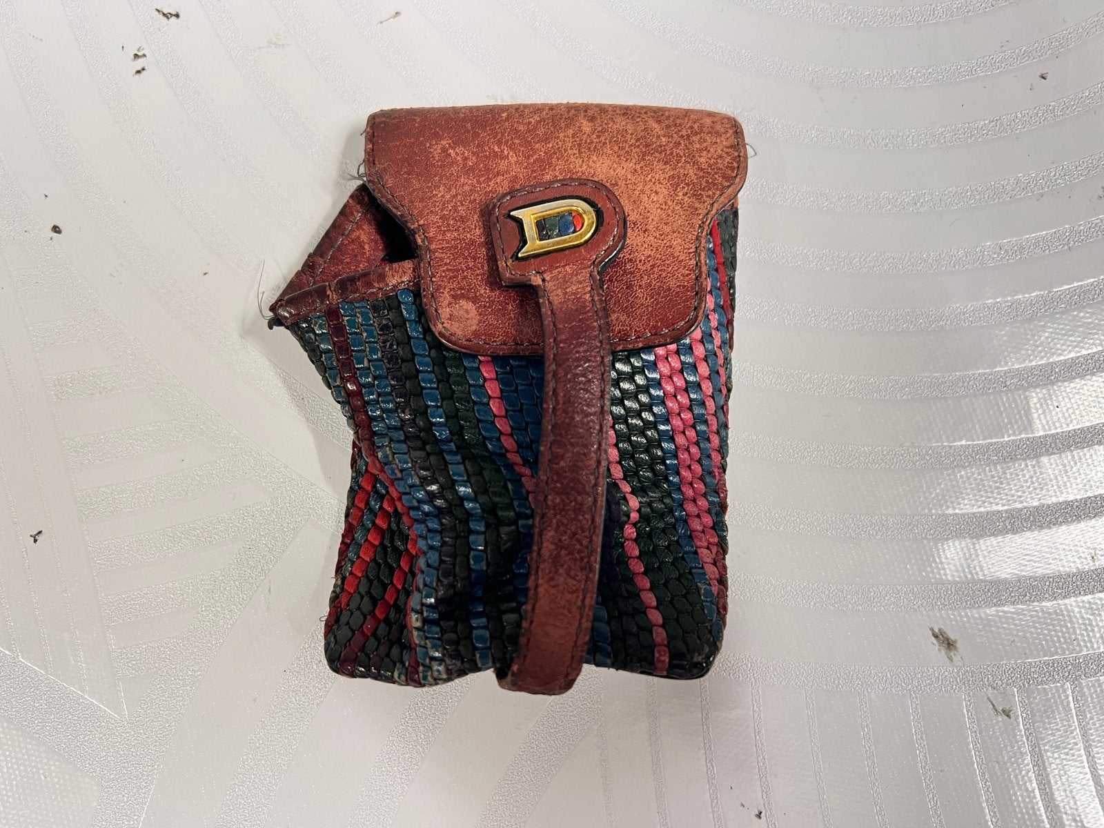 DELVAUX SLEUTELETUI - VEELKLEURIG GEVLOCHTEN LEER, Ophalen of Verzenden, Zo goed als nieuw