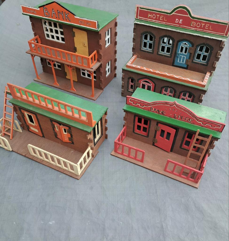 4 Houten Western huizen, Ophalen of Verzenden