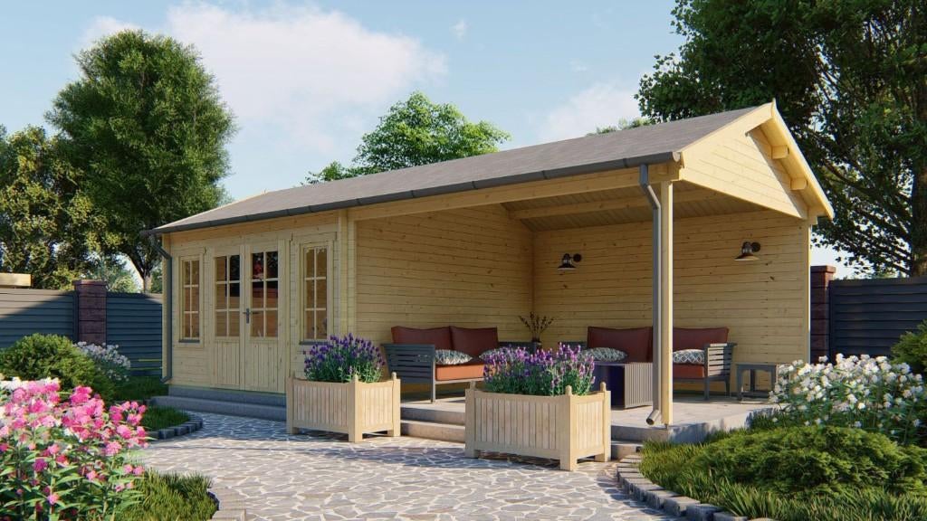 Cabane en rondins - Maison de jardin Kwaspa | 44 mm | épicéa, Envoi, Neuf