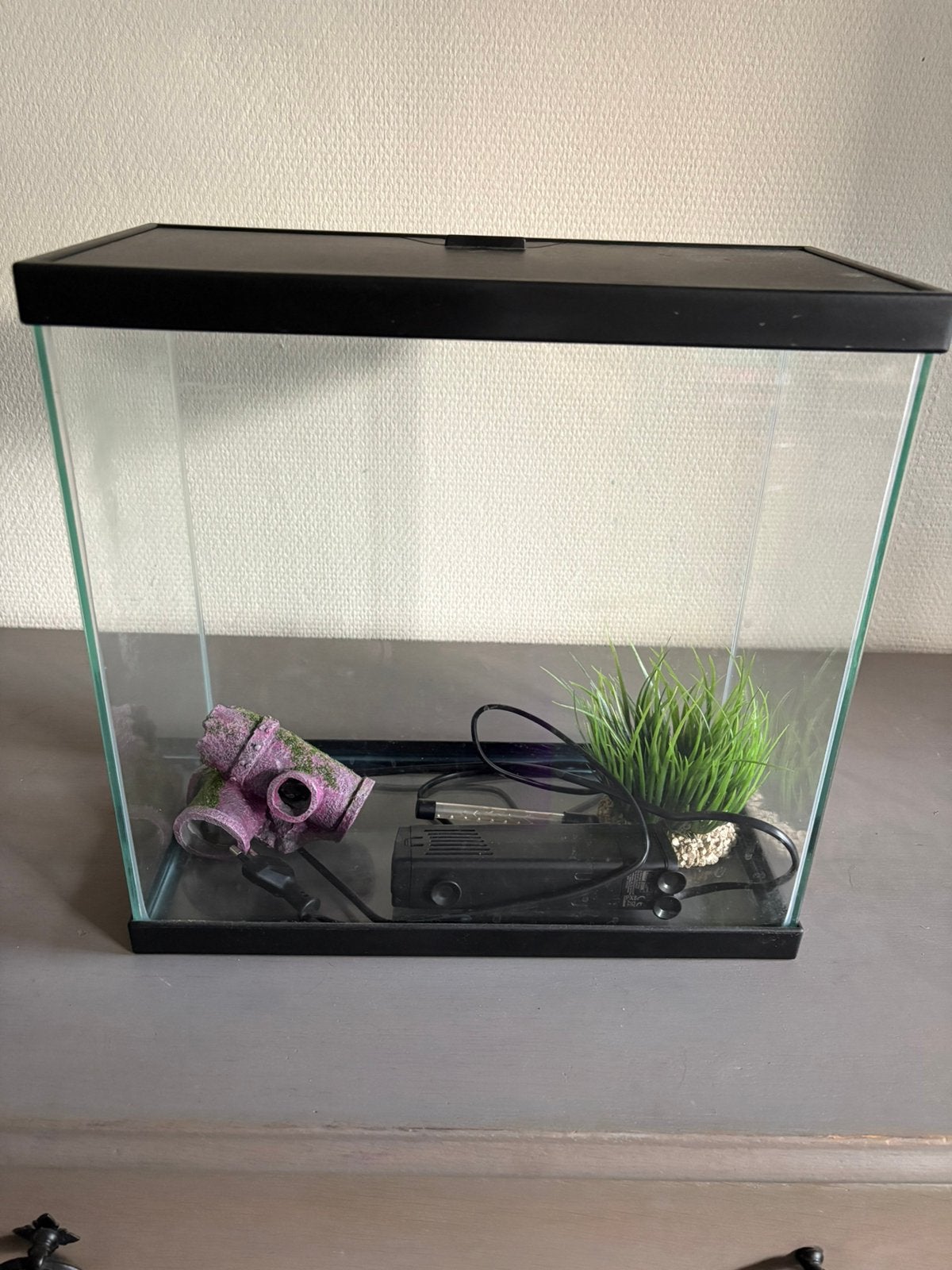 Aquarium met toebehoren, Dieren en Toebehoren, Vissen | Aquaria en Toebehoren, Ophalen, Zo goed als nieuw, Decoratie