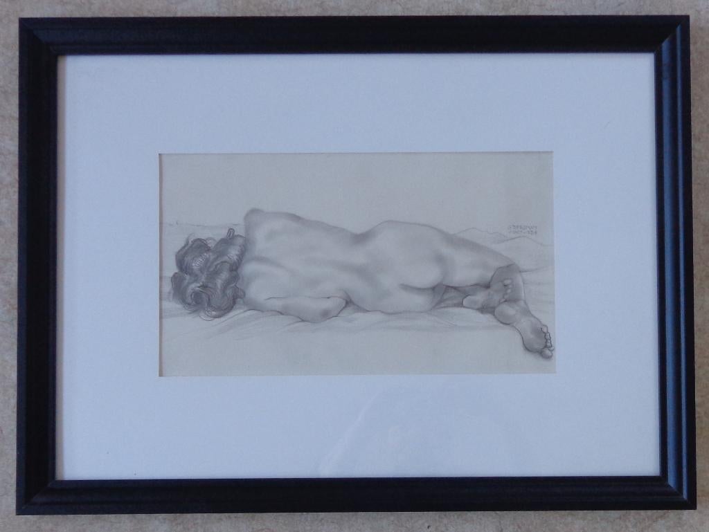 G. BERGMAN / RUGGELINGS NAAKT / ORIGINEEL / 57x77cm / KADER, Enlèvement