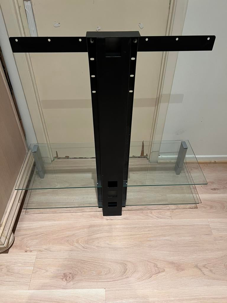 Meuble tv en verre avec support tv reglable, Enlèvement, Comme neuf