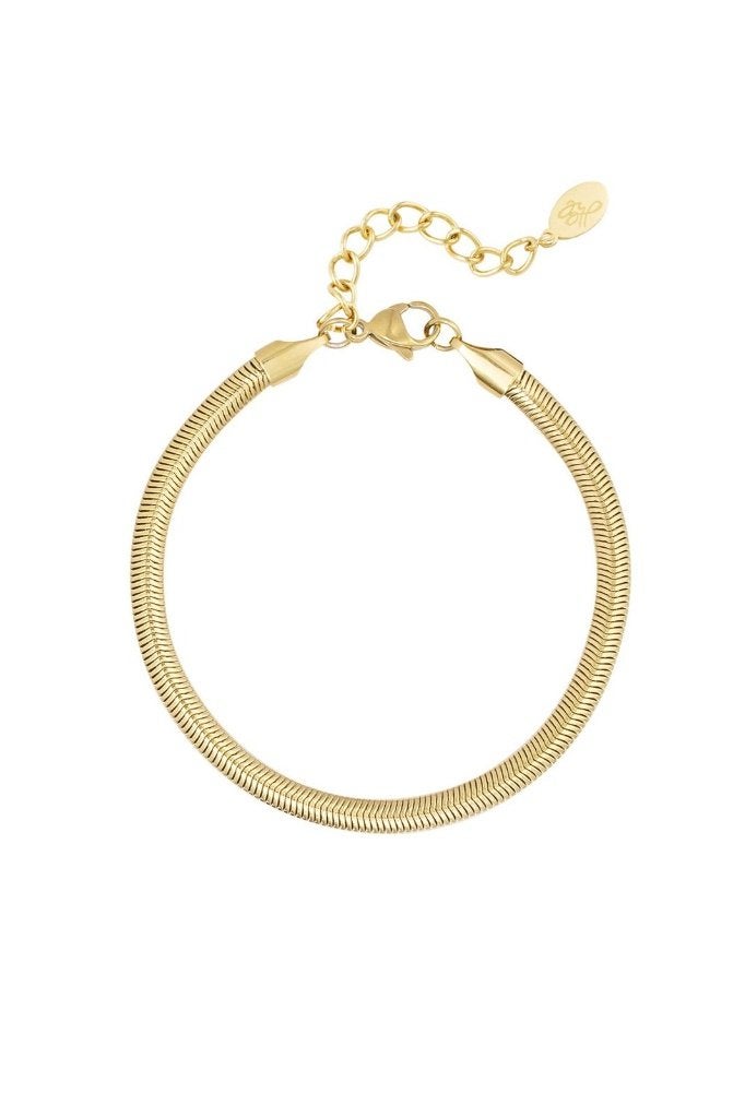 Armband platte visgraat smal - 4.0MM, Ophalen of Verzenden, Nieuw, Goud, Goud