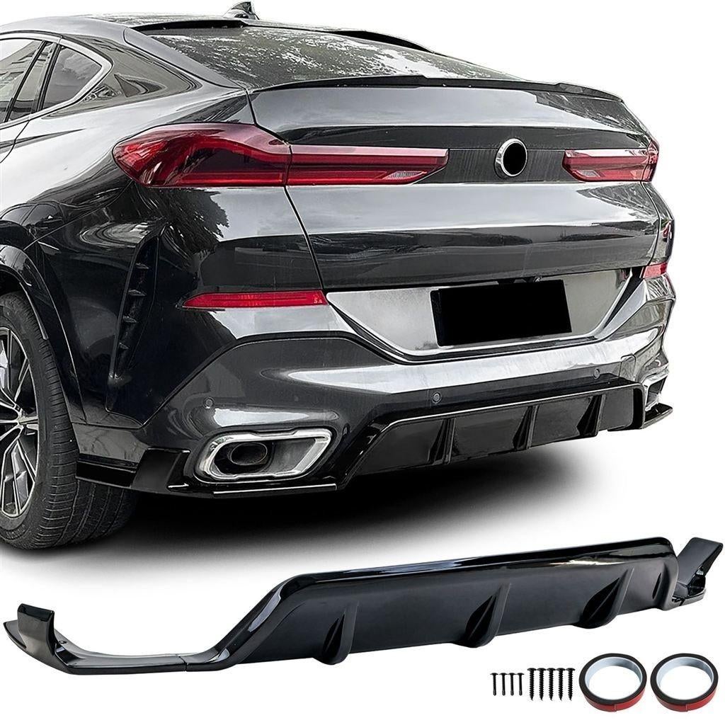 Bumper Diffuser Voor Bmw X6 G06 M Pack Glans Zwart, Envoi