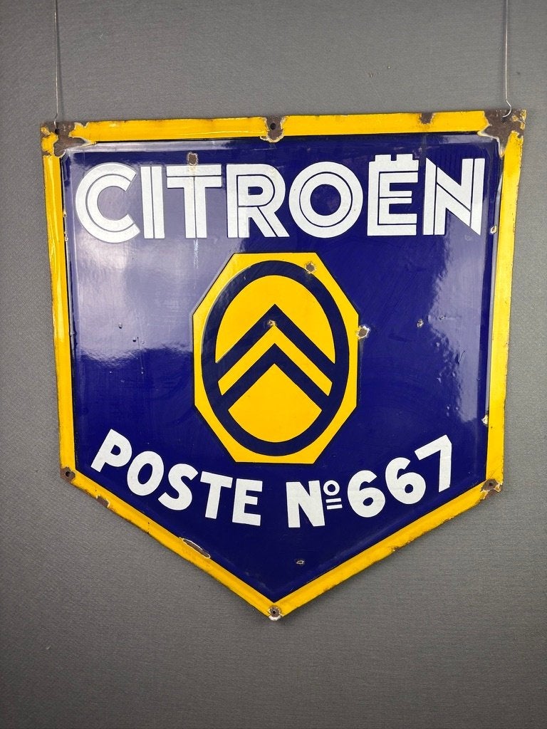 Citroen oud origineel Poste 667 ca 1930 reclamebord, Ophalen, Gebruikt, Reclamebord