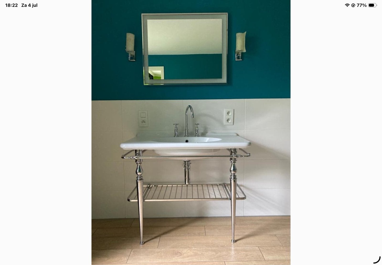 Ceramica globo wastafel, grohe kranen, ledspiegel, lampjes, Ophalen, Gebruikt, Wasbak of Wastafel