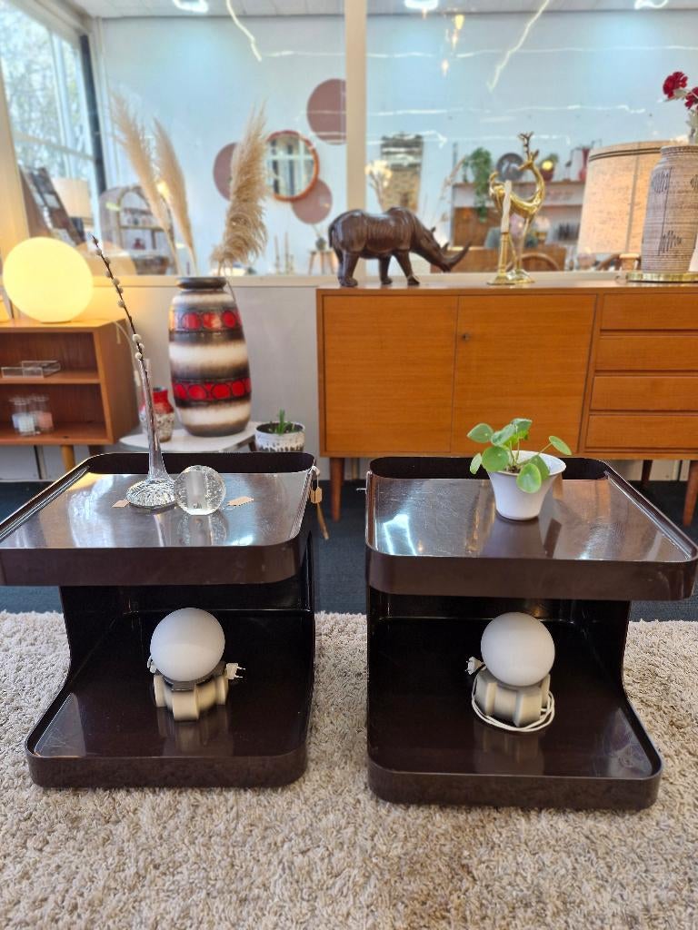 Vintage verrijdbare bijzettafels Marcello Siard, Ophalen, Gebruikt, Kunststof