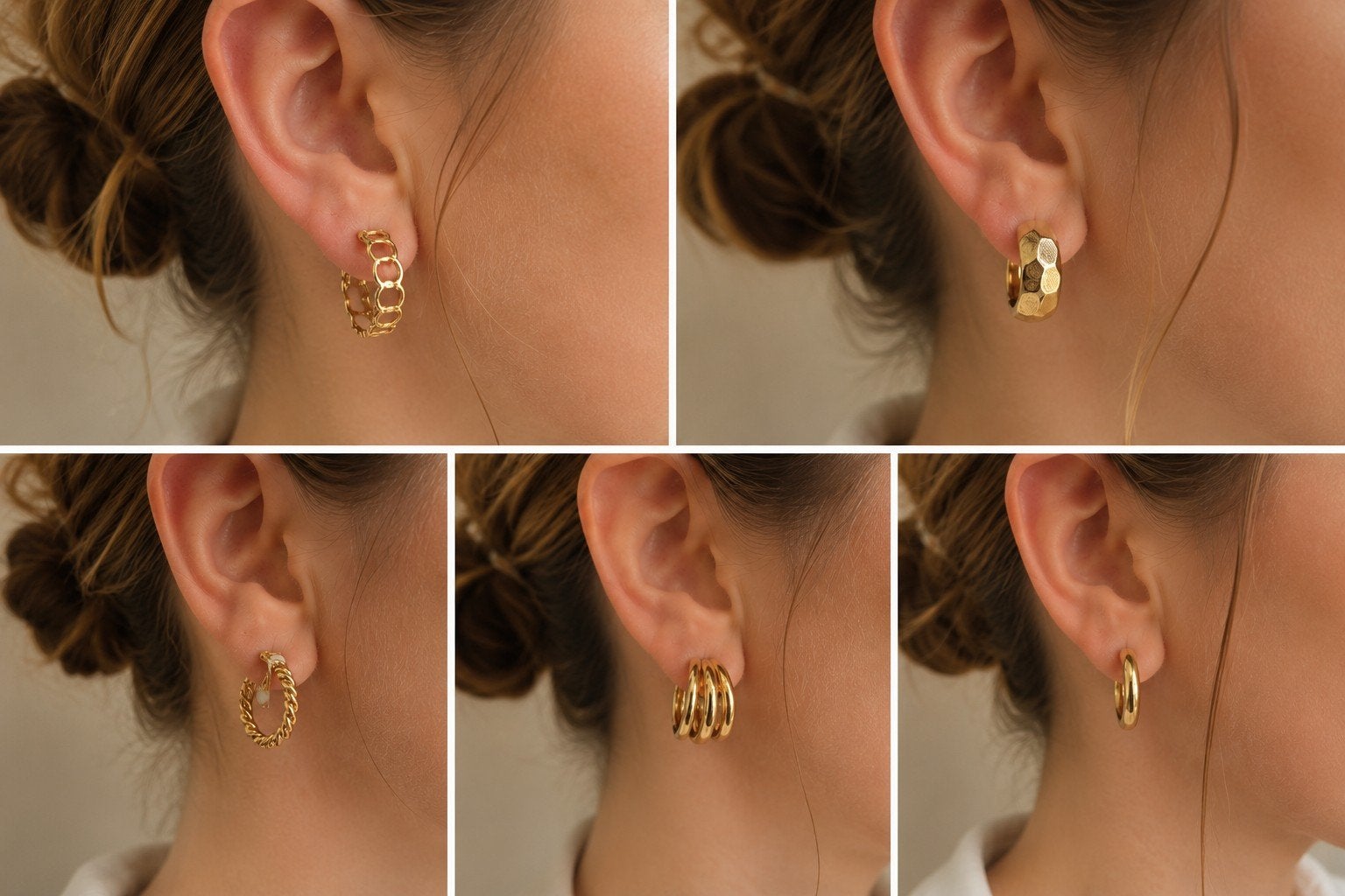 Lot de 5 paires de boucles d'oreilles dorées fantaisie, Offres d'emploi, Emplois | Beauté