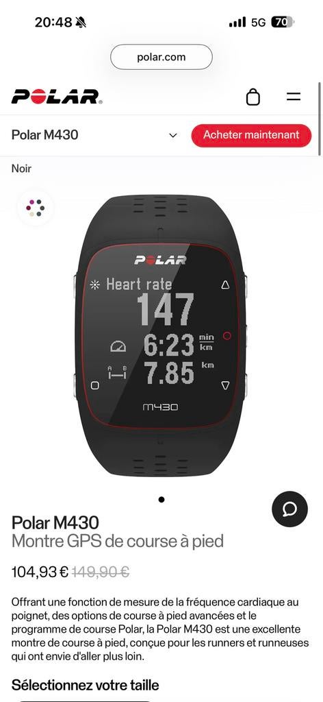 Polar M430 horloge met oplader, Ophalen, GPS, Gebruikt
