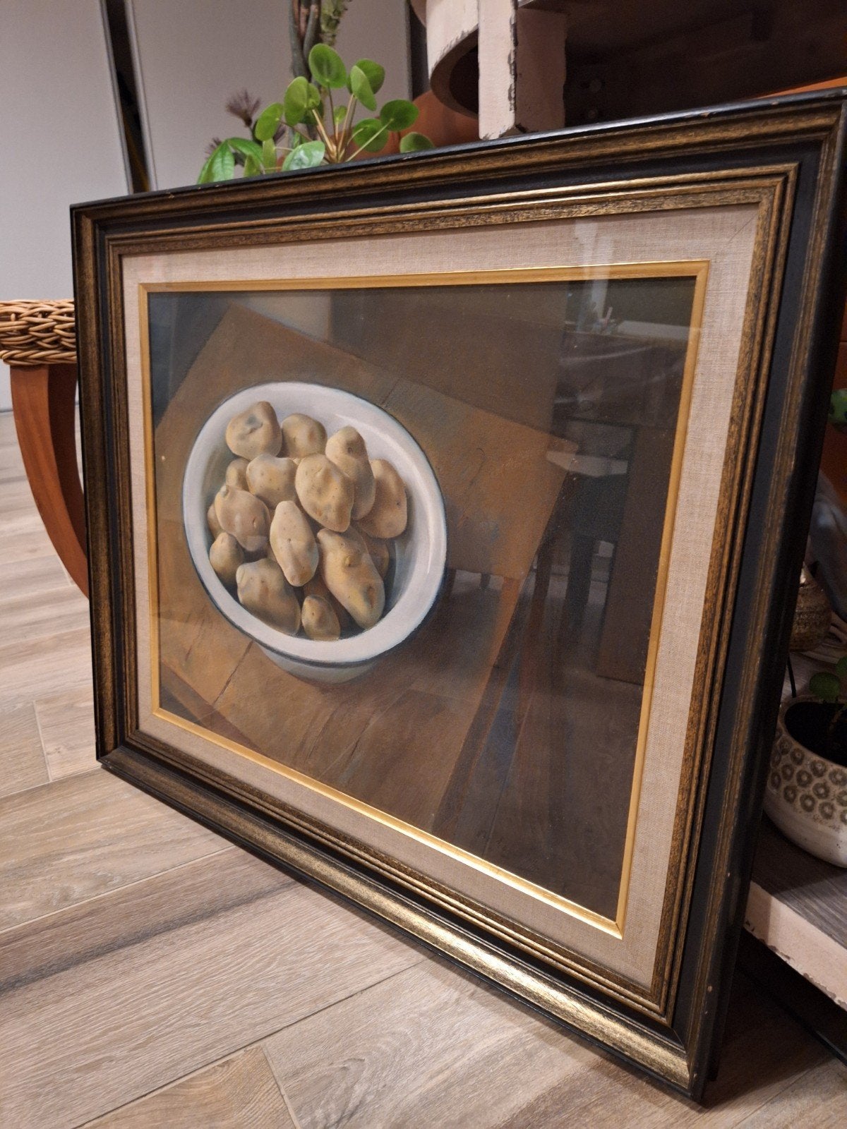Antiek 'Stilleven aardappelen' in pasteltechniek, Antiek en Kunst, Ophalen, Gesigneerd, Pastel, Stilleven