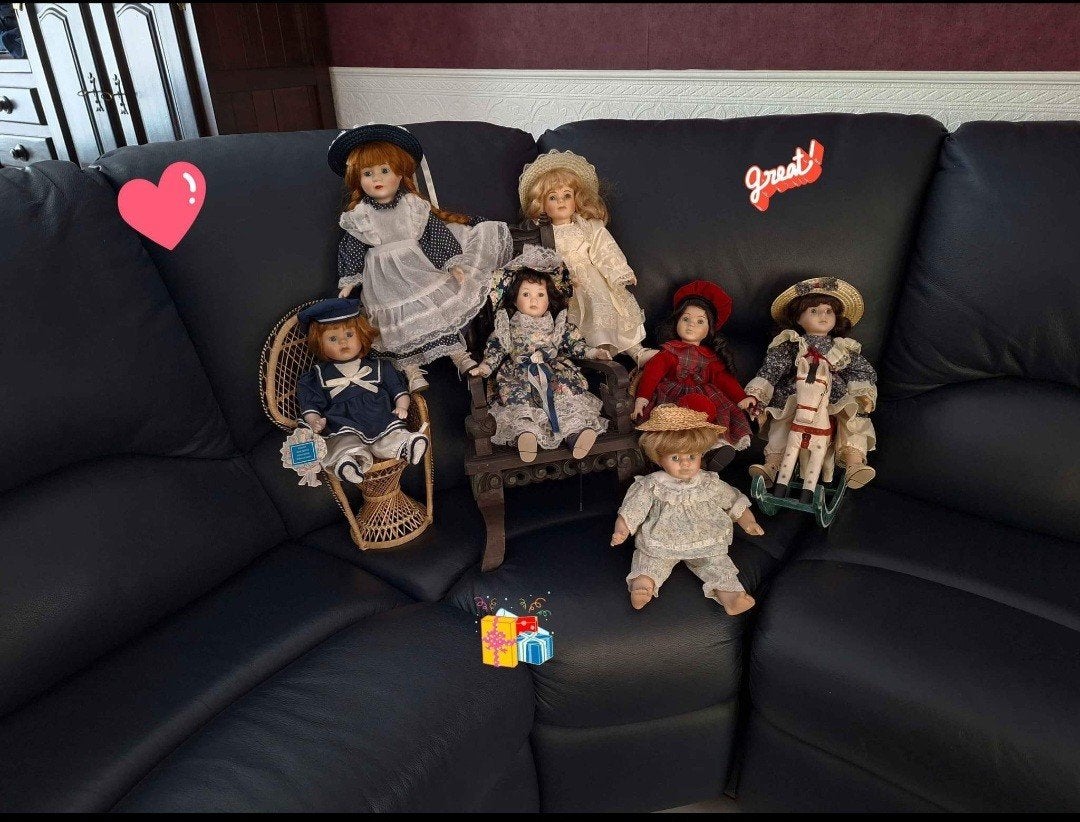 7 porseinen poppen ( promenade)met 2 excl.stoeltjes + paardj, Enlèvement, Comme neuf