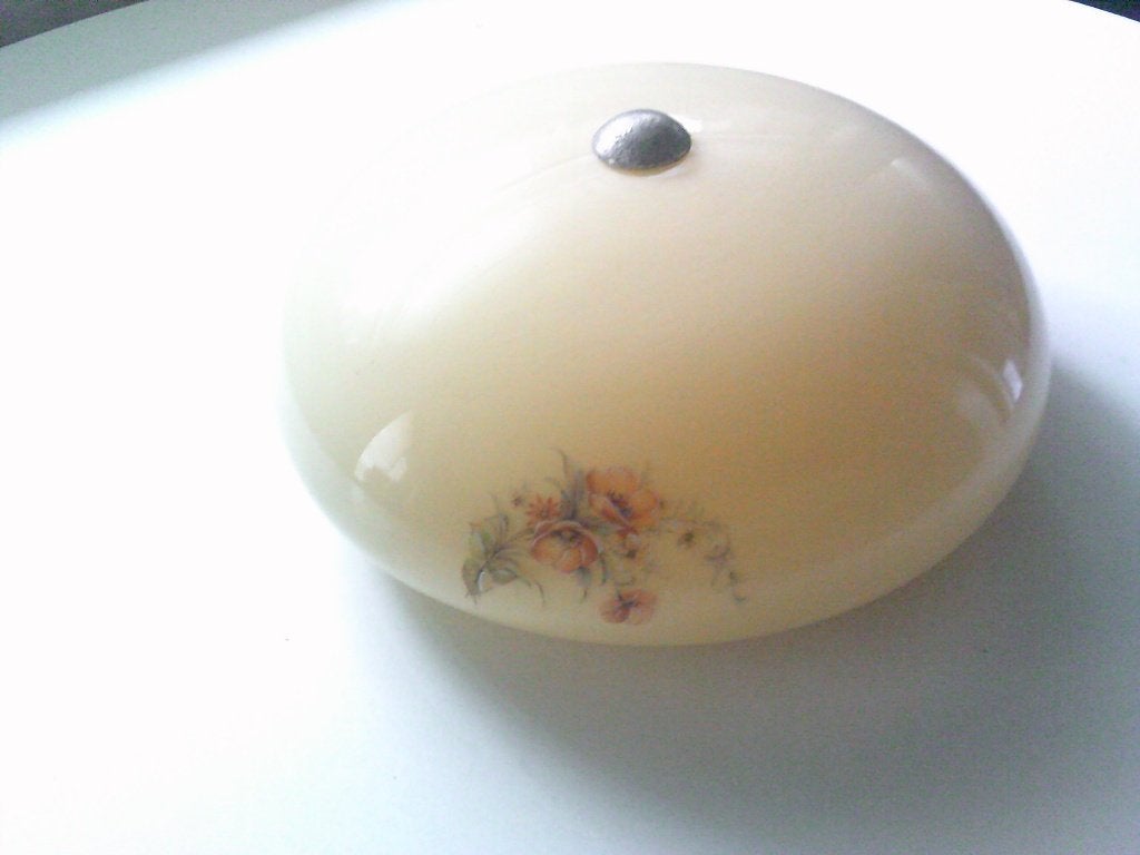 grote art deco lampekap, Ophalen, Geel, Rond, Zo goed als nieuw