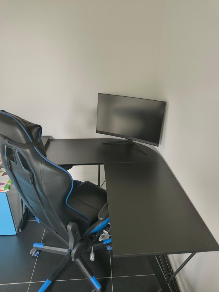 Modern L-Vormig Gamebureau – Carbon Fiber Look – Topstaat!, Modern, Ophalen, Zwart, Metaal
