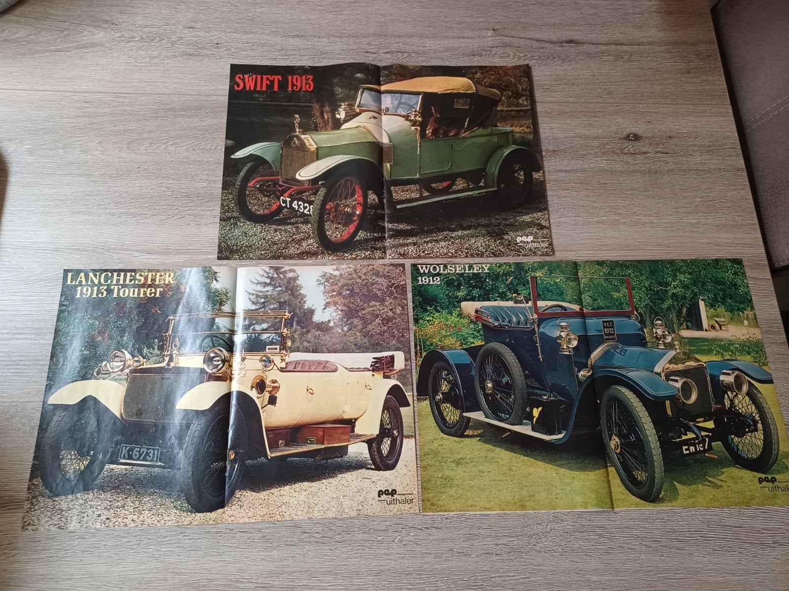 3 posters oldtimers jaren 1912 en 1913, Ophalen of Verzenden, Auto's