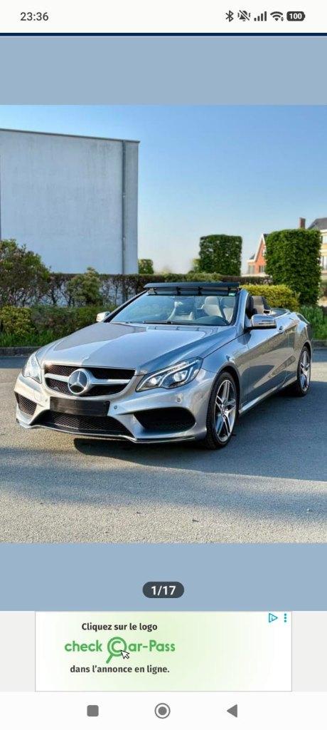 Mercedes cabriolet classe E AMG, Cuir, Argent ou Gris, Cabriolet, Entretenue par le concessionnaire