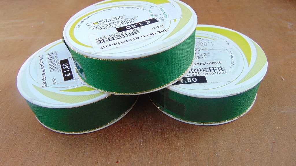 3 rouleaux - Ruban cadeau et décoration 25 mm x 3 m vert, Enlèvement ou Envoi, Neuf