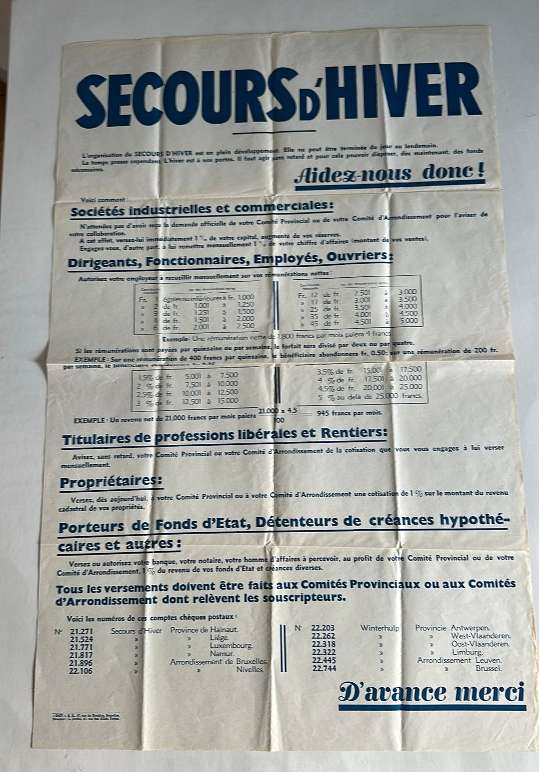 Affiche winterhulp, Verzamelen, Ophalen of Verzenden, Overige soorten, Foto of Poster