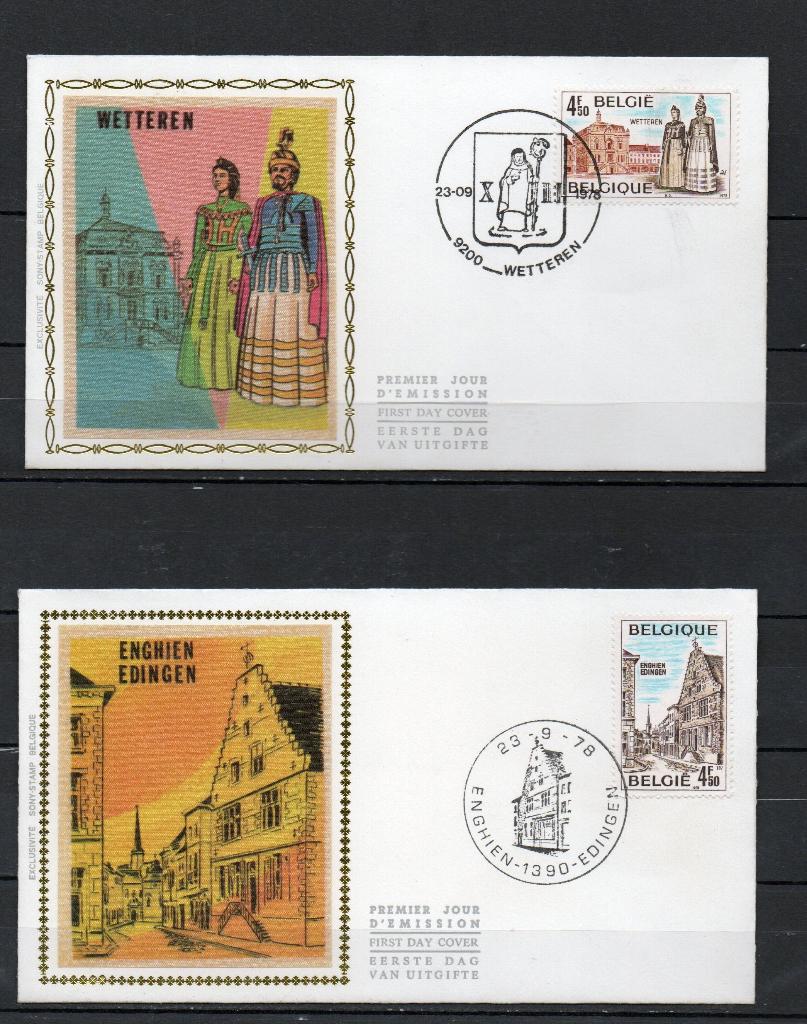 Année 1978 : FDC 1907-1910 Soie  - Pour le tourisme, Timbres & Monnaies, Timbres | Europe | Belgique, Enlèvement