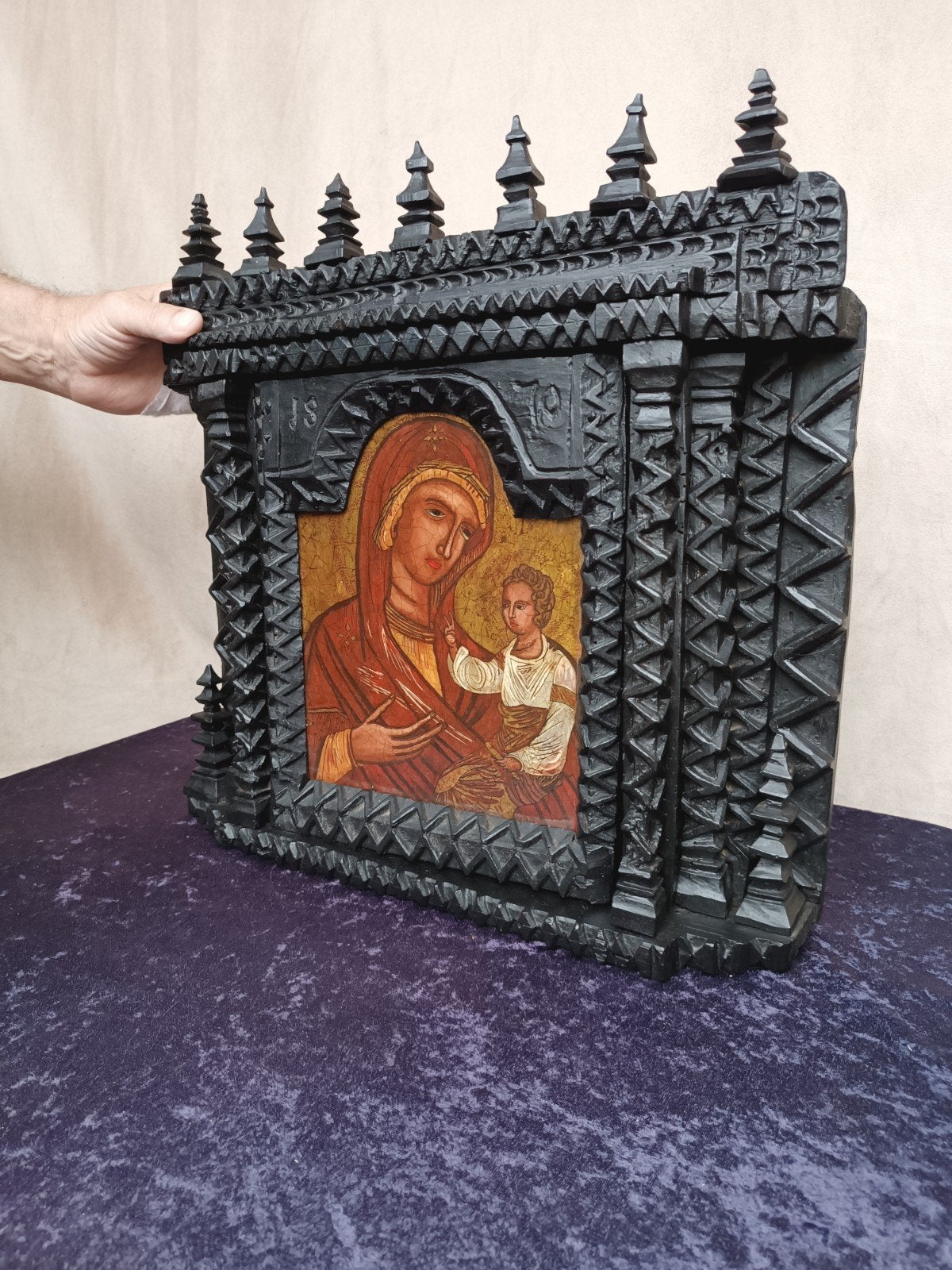 Religieuze Kunst Transsylvaanse Glasiconen 1870, Antiek en Kunst, Antiek | Religieuze voorwerpen, Ophalen
