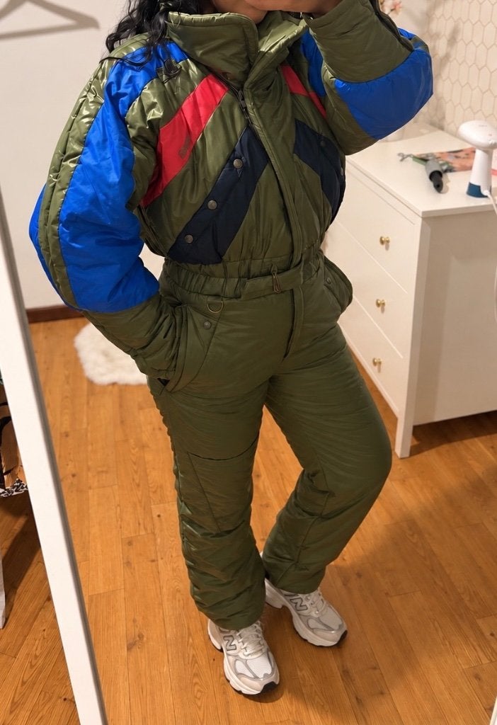 Rare vintage HEAD ski overall 70’s – olijfgroen maat M, Ophalen, Ski, Head