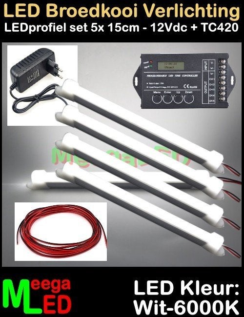 LED profiel TC420 SET 5x 15cm WIT Broedkooi Kweekkooi, Ophalen of Verzenden, Nieuw, Aluminium, Broedkooi of Kweekkooi