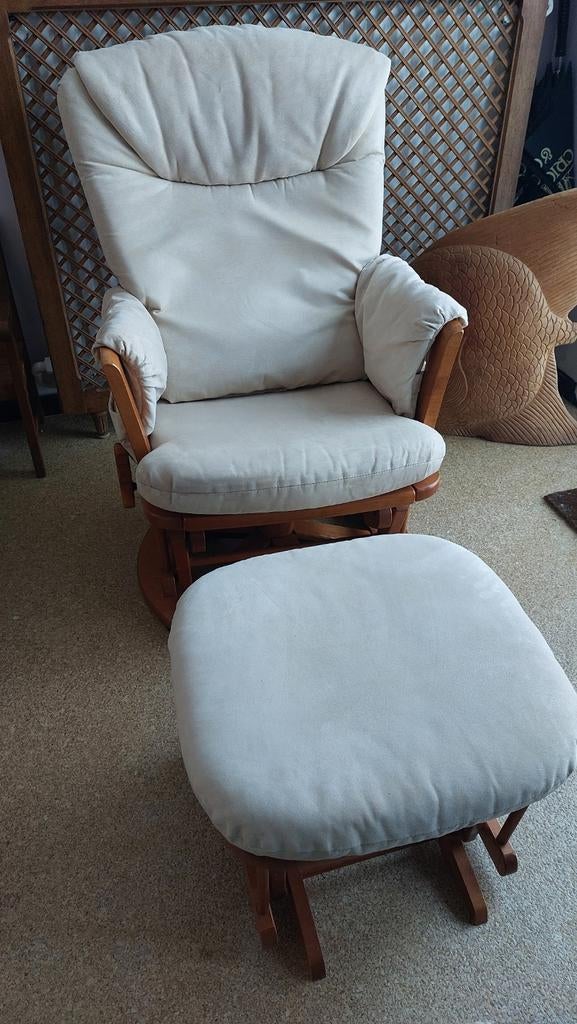 Rocking chair en daim, avec repose pied mobile, Maison & Meubles, Fauteuils, Cuir, Enlèvement