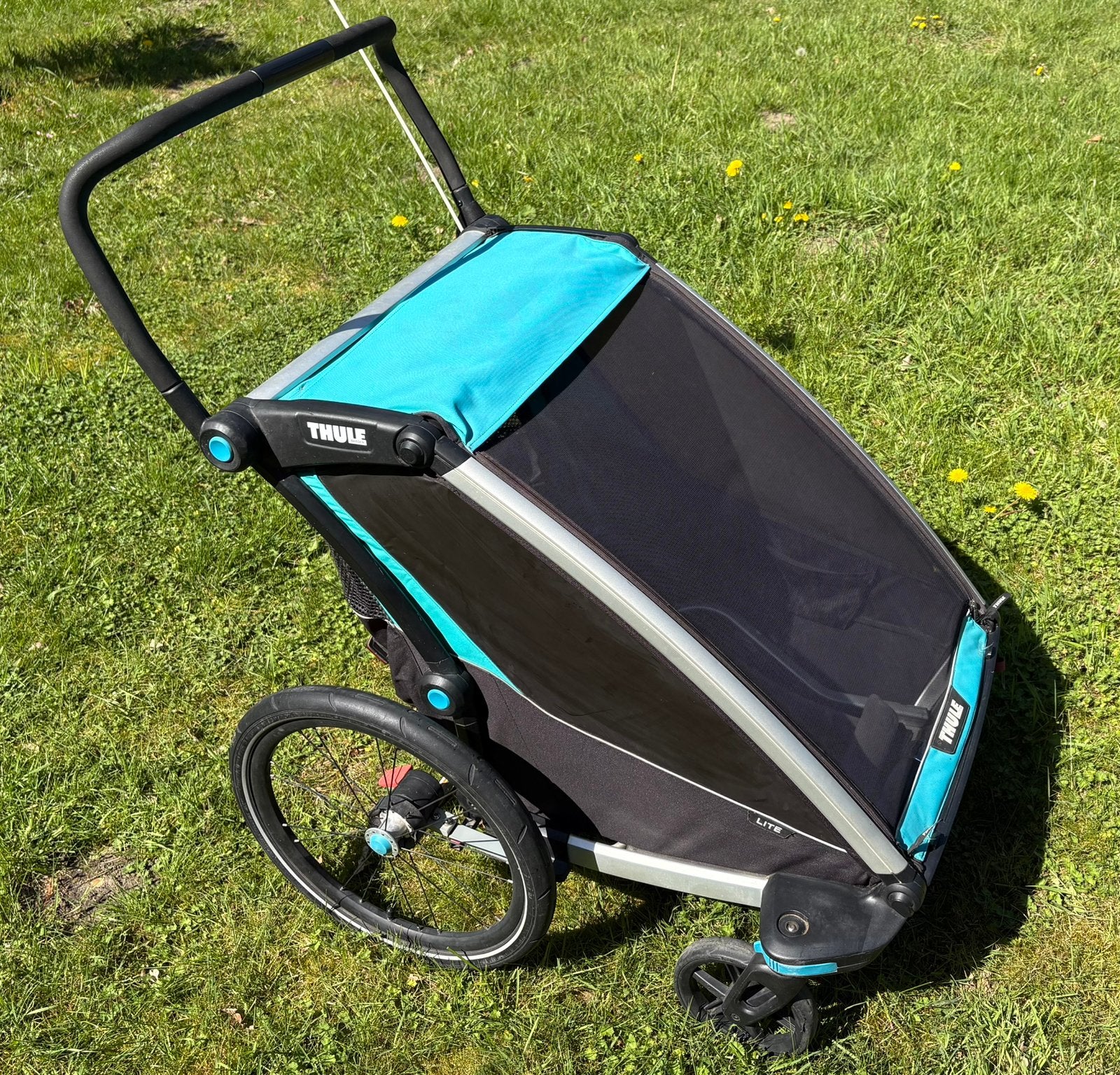 Thule Lite 2 in goede staat+slot+babysling+2fietsassen, Ophalen, Gebruikt, Opvouwbaar, Kinderkar