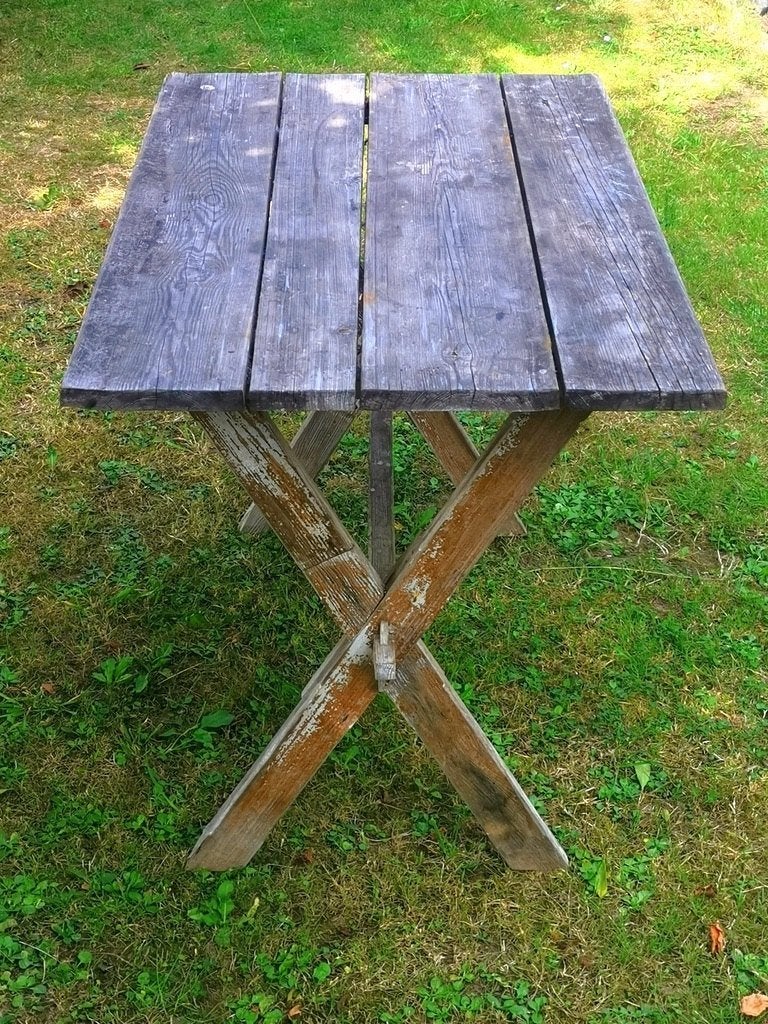 Vintage houten tafeltje voor tuinkamer / serre / orangerie, Enlèvement